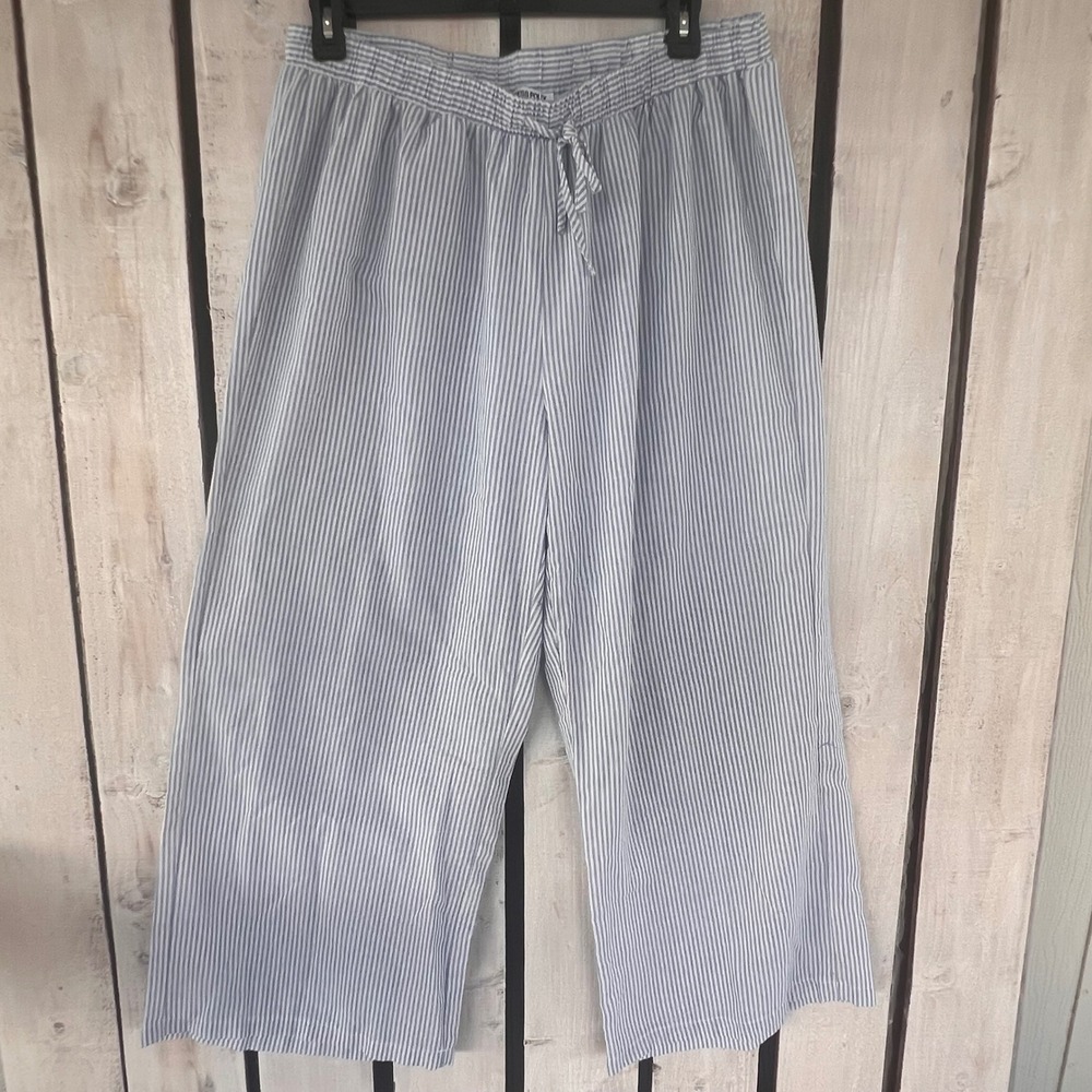 Princess Polly Wide Leg Pants Womens 18 Blue White Striped Good Coastal